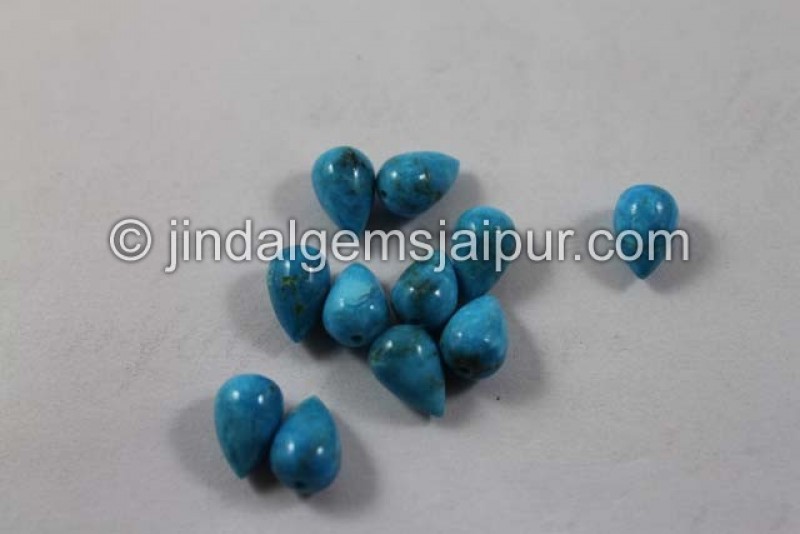 Natural Turquoise Smooth Drops(Half Drill)